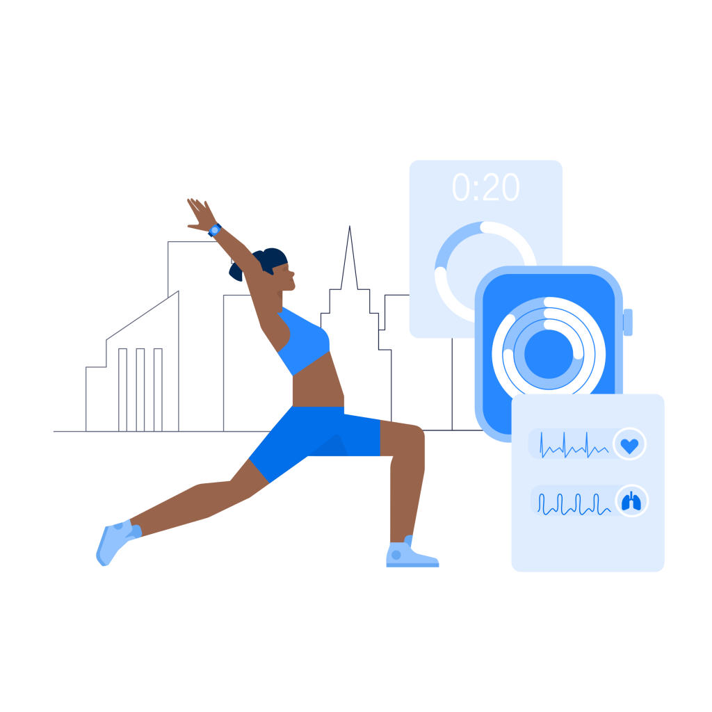 Yoga with fitness smartwatch