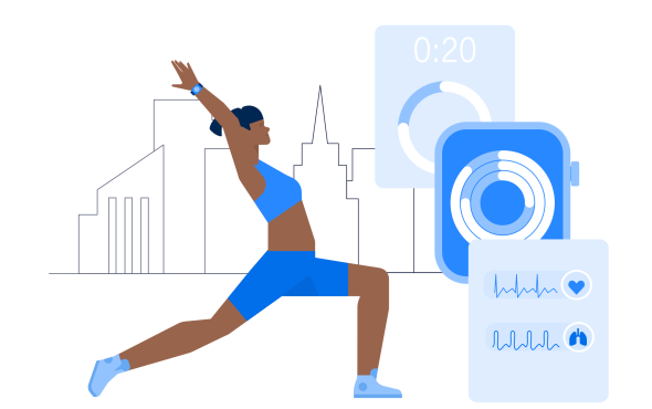 Yoga with fitness smartwatch